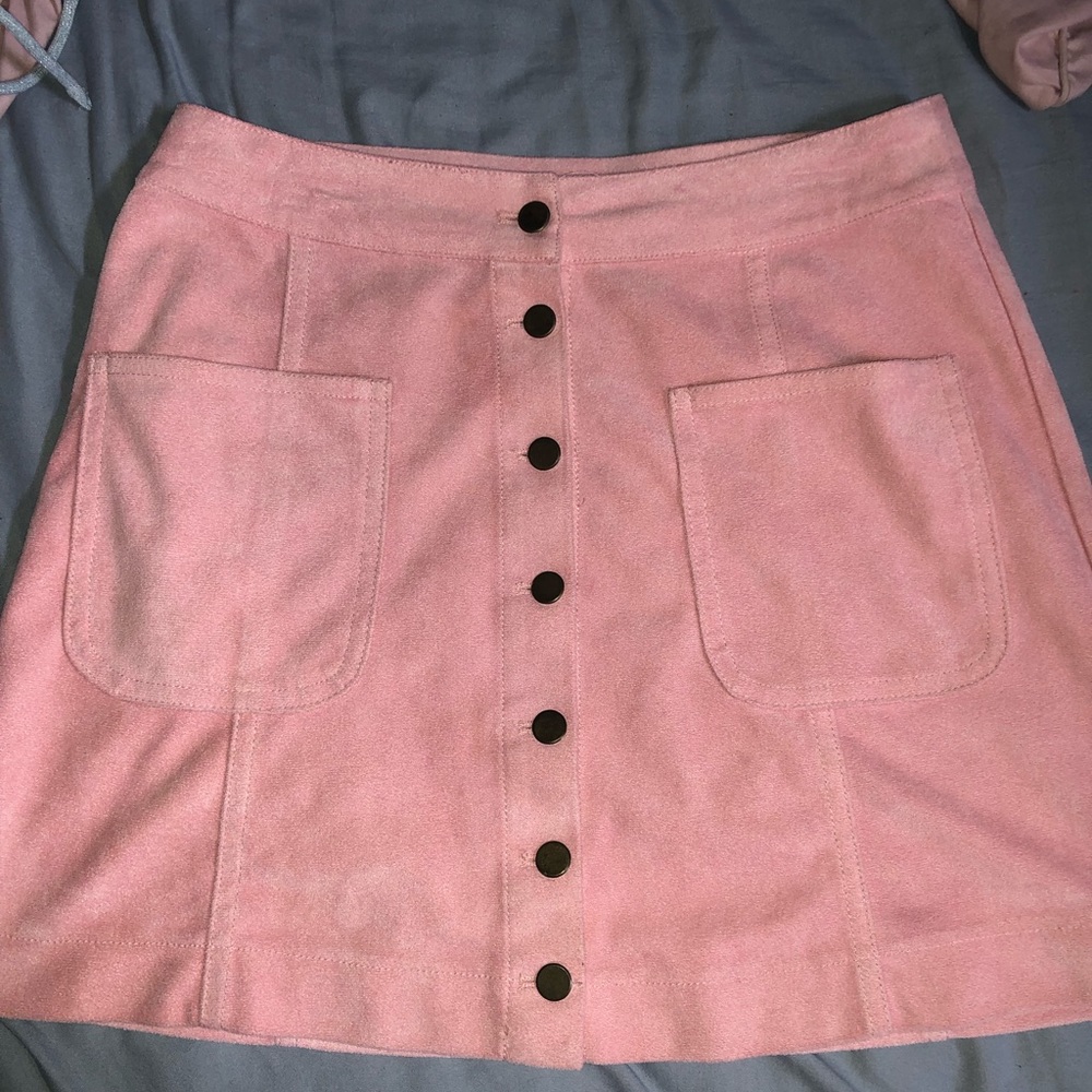 light pink suede button skirt small